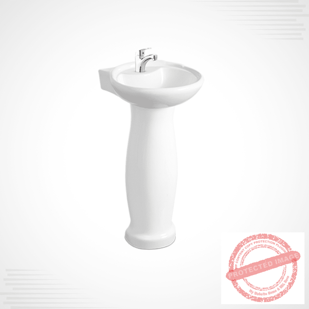 Dell Small 12×15 Ceramic Basin with Pedestal – Compact Design for Modern Bathrooms​