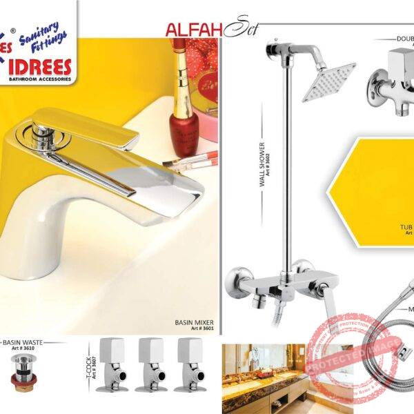 Complete Alfah Single Lever Sanitary Set Code 3615