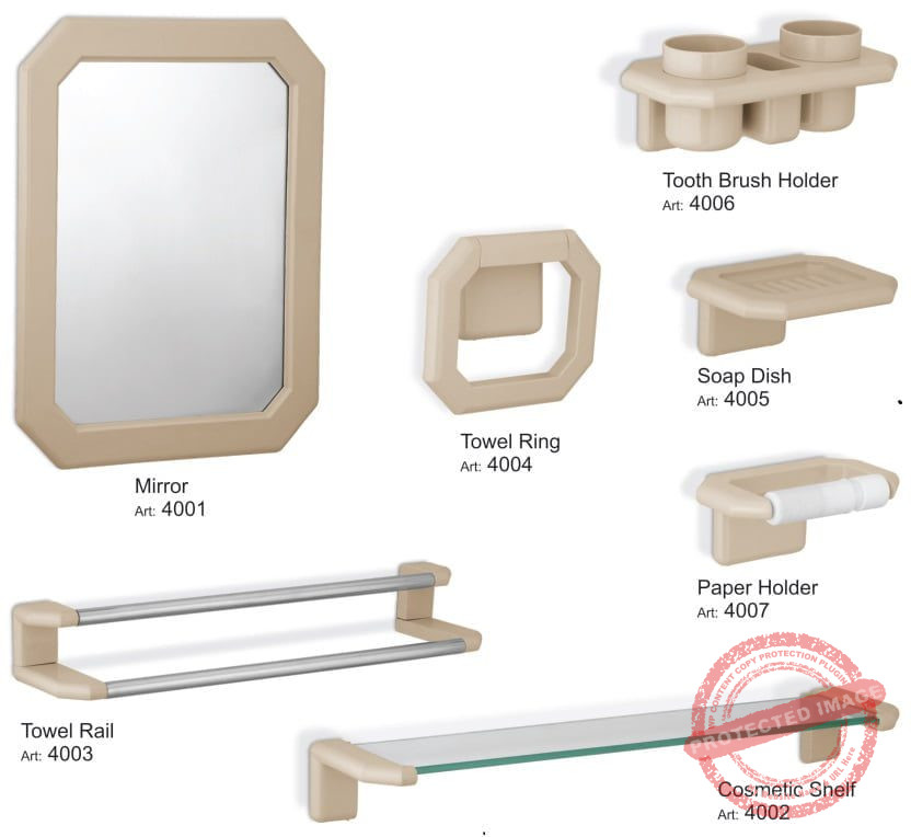 Lotus Plastic Complete Bathroom Accessory Set – Model 4008 | Durable and Stylish Bathroom Essentials by Faisal Sanitary Fittings
