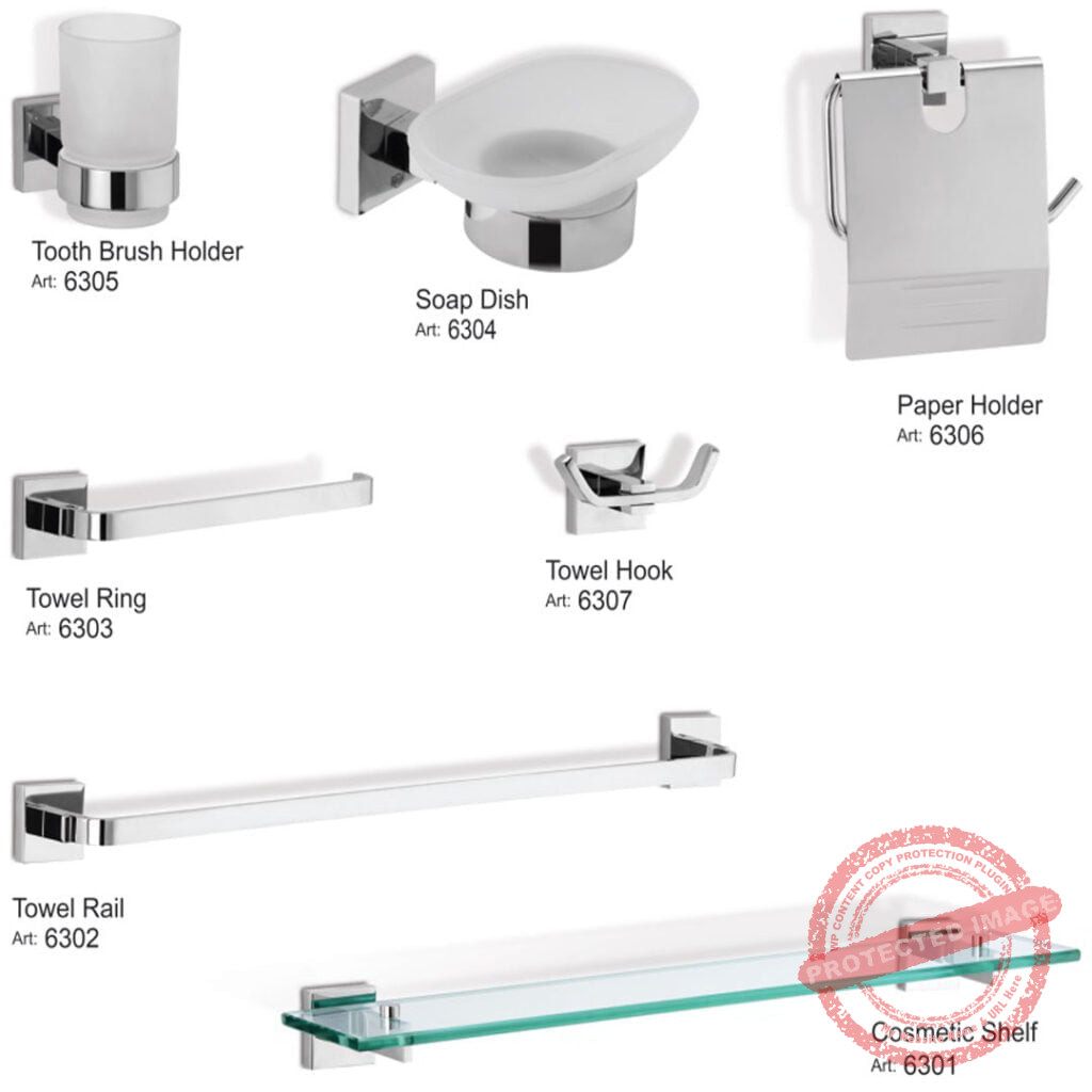 Supreme Metal Complete Bathroom Accessory Set – Model 5308 | Elegant Bathroom Solutions by Faisal Sanitary Fittings