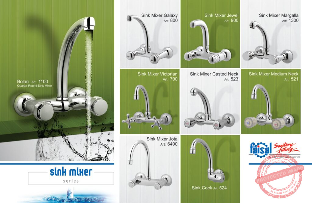 Bolan Kitchen Sink Mixer - Wall Mounted, Dual Knob Operation