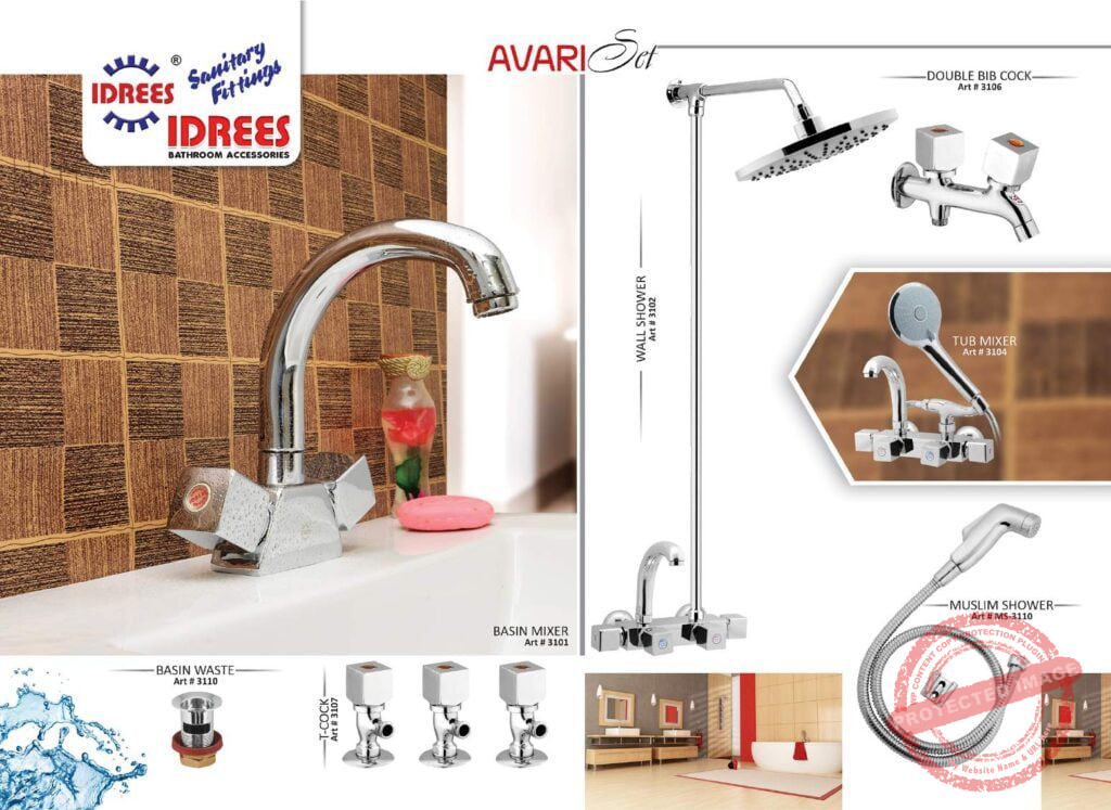 Complete Avari 4 Nob Set Sanitary Set Code 3111