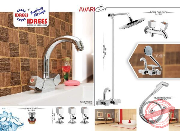 Complete Avari 4 Nob Set Sanitary Set Code 3111