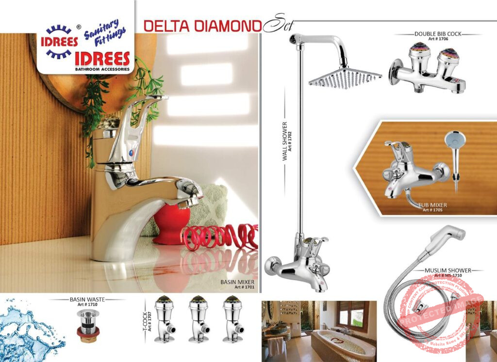 Complete Delta Diamond Single Lever Sanitary Set Code 1711