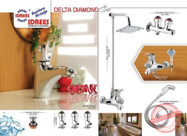 Complete Delta Diamond Single Lever Sanitary Set Code 1711