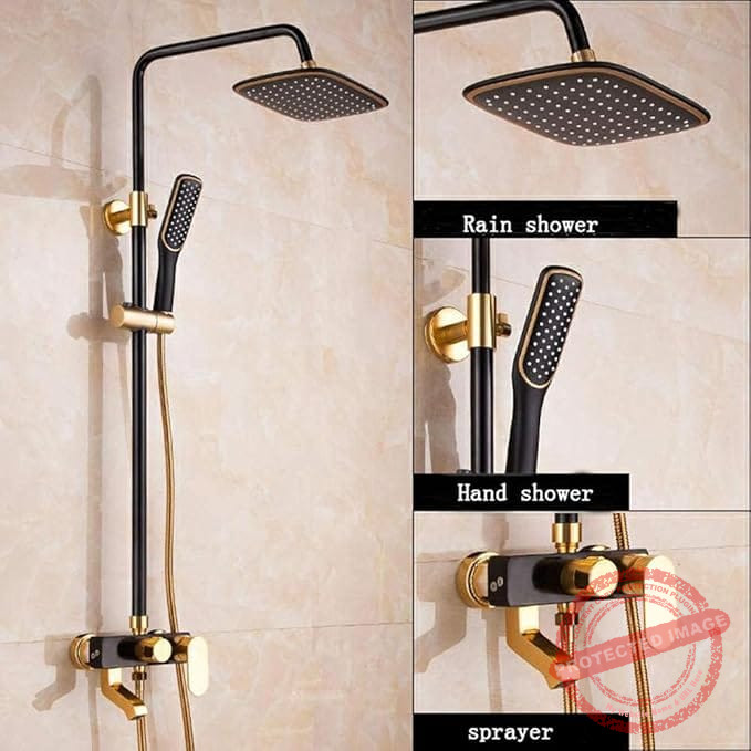 Rose Gold and Black Shower Faucet System