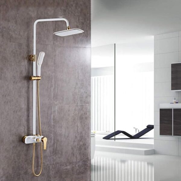 Luxury White and Gold Shower Set
