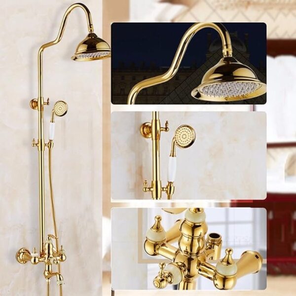 Elegant 9-Piece Marble and Gold Shower Set
