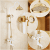 Luxury 9-Piece White and Gold Shower Set