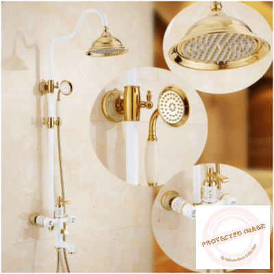 Luxury 9-Piece White and Gold Shower Set