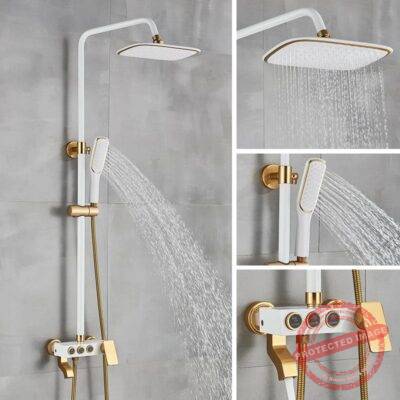 White Gold Shower Faucet Set