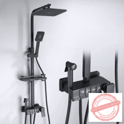 Luxury 9-Piece Black Piano Shower Set