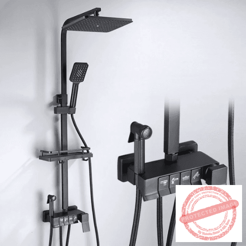 Luxury 9-Piece Black Piano Shower Set