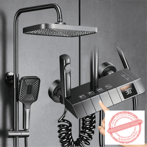 Luxury 9-Piece Black Digital Piano Shower Set
