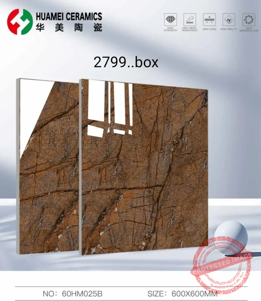 Stunning 600x600mm Brown Marble Ceramic Tiles