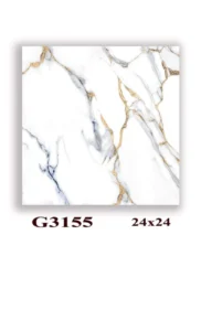 Elegant 24x24 Inch Marble Tile with Gold Veins – Model G3155
