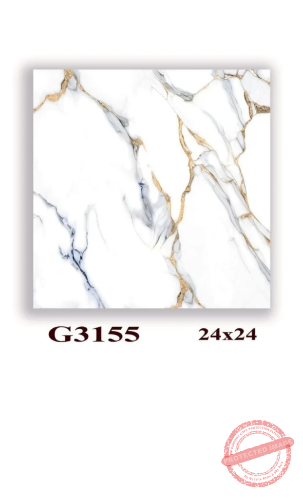 Elegant 24x24 Inch Marble Tile with Gold Veins – Model G3155