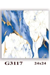 24x24 Inch Blue and Gold Marble-Effect Tiles – Model G3117