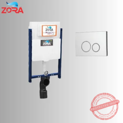 Zora ZD 4000 Half-Frame Concealed Tank – Dual-Flush Cistern with Black & Chrome Buttons