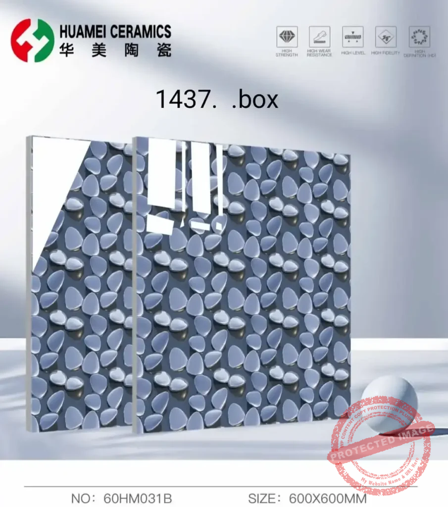 600x600mm Blue Pebble Ceramic Tiles